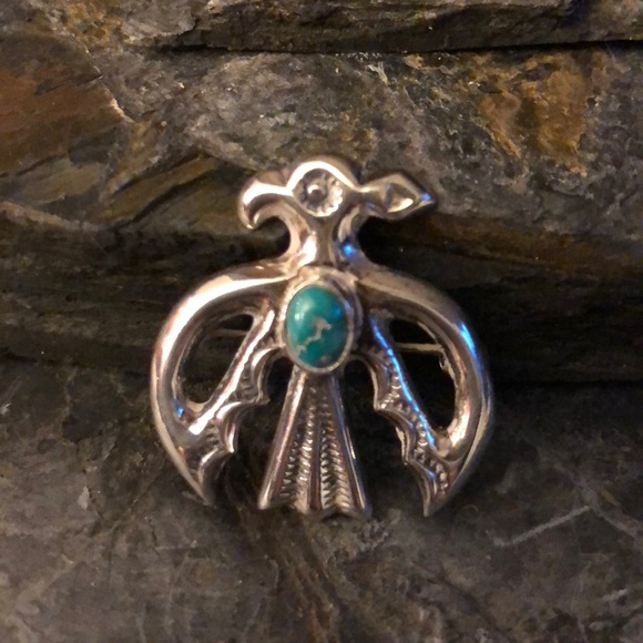 Felix Jo vintage sterling Navajo thunderbird pin - Picture 2 of 8